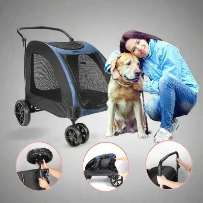 Poussette pour Chien - StrollyPet™ - Bleu - Chien Trotteur