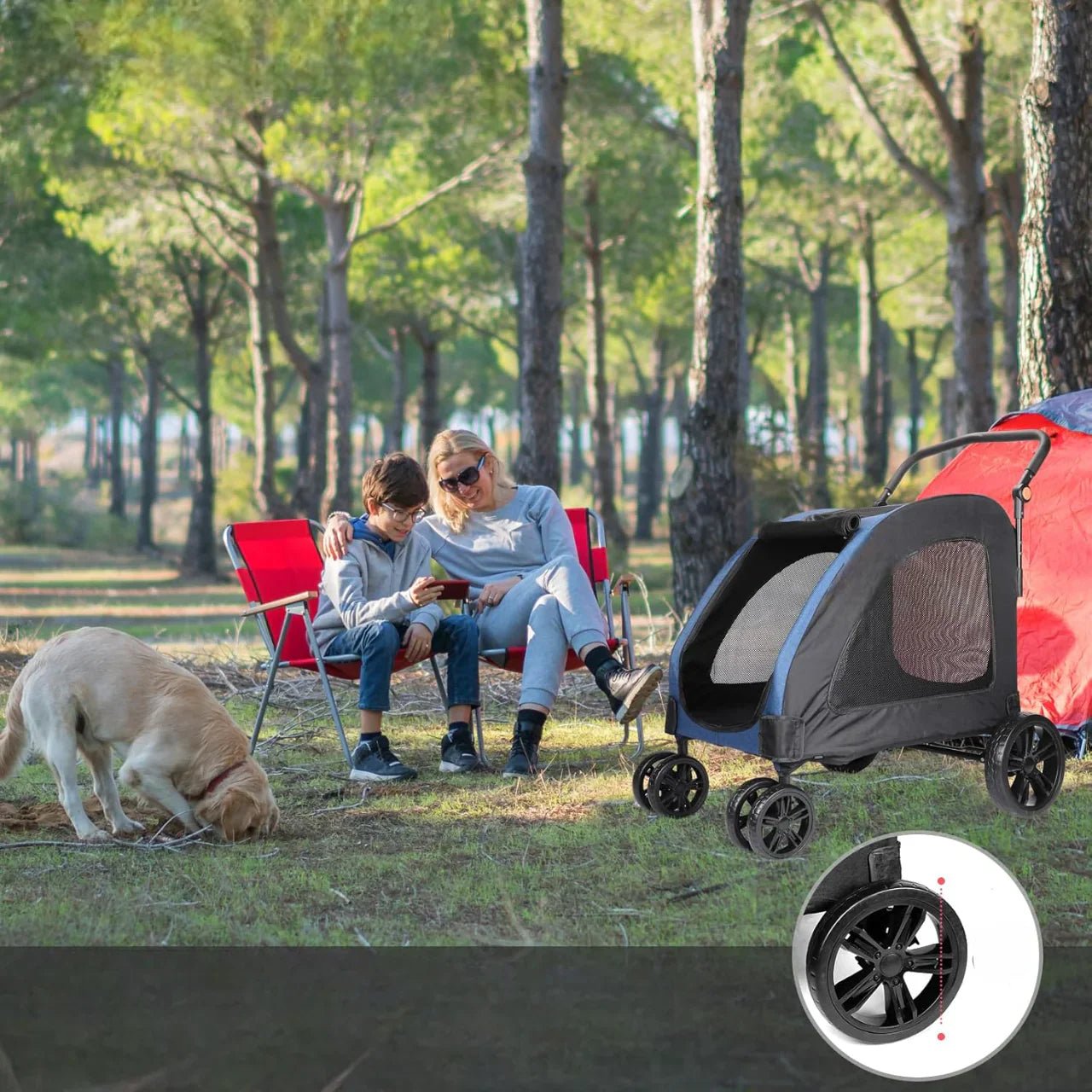 Poussette pour Chien - StrollyPet™ - Bleu - Chien Trotteur