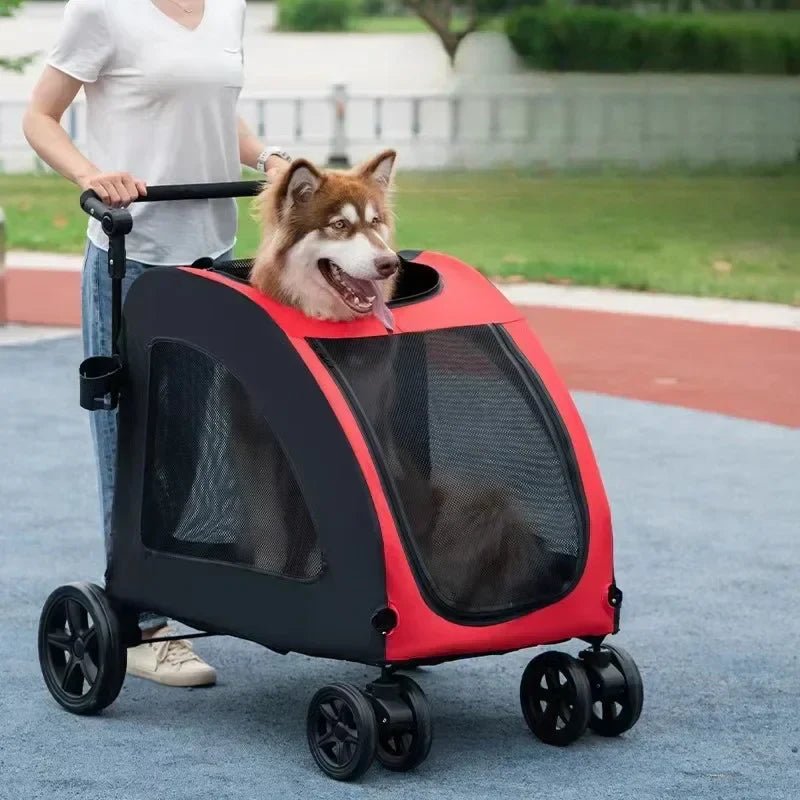 Poussette pour Chien - StrollyPet™ - Rouge - Chien Trotteur