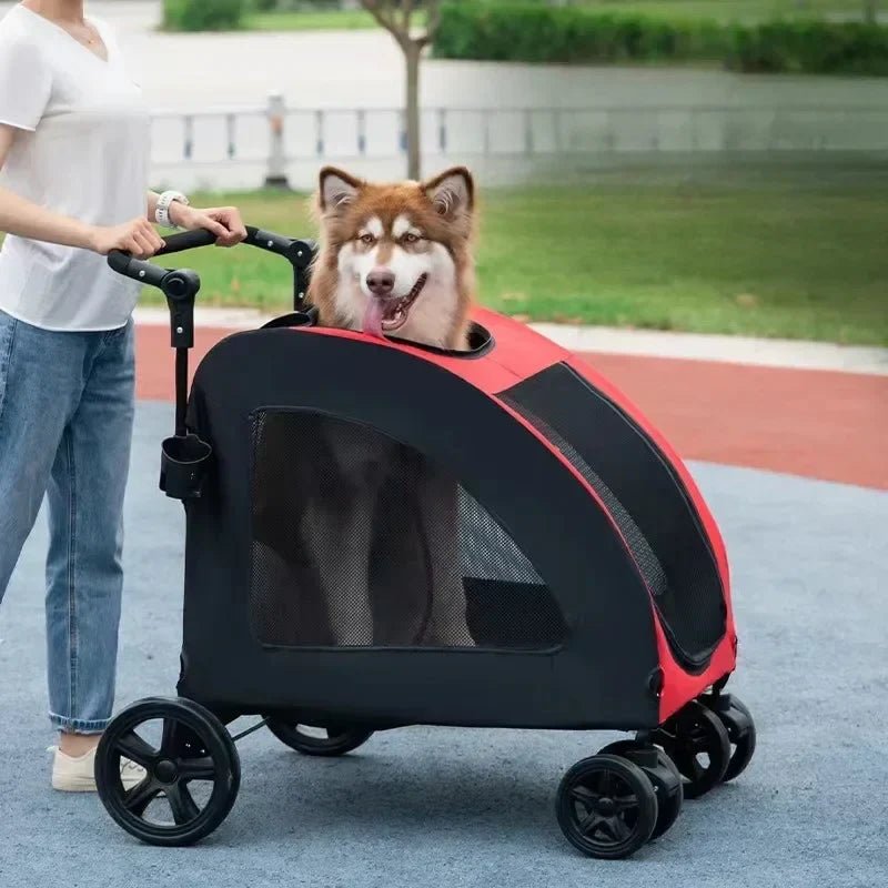 Poussette pour Chien - StrollyPet™ - Rouge - Chien Trotteur