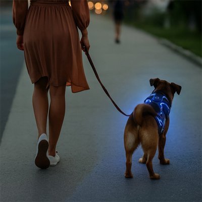 Harnais chien | LUMINEUX - LED - Chien Trotteur