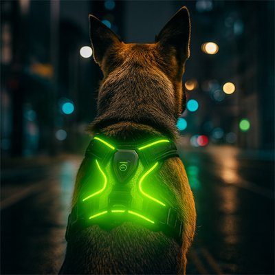 Harnais chien | LUMINEUX - LED - Chien Trotteur