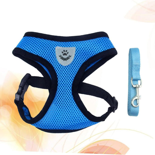 Harnais Petit Chien - DogHarnessLeadLeash™ - Bleu - Chien Trotteur