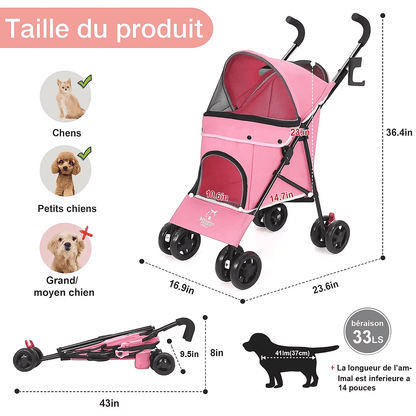 Poussette pour Chien | Confort Premium - Chien Trotteur