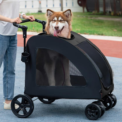 Poussette pour Chien - StrollyPet™ - Noir - Chien Trotteur