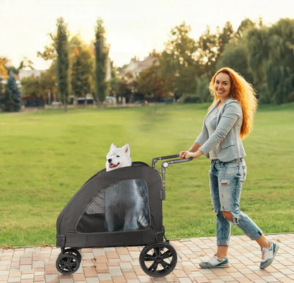 Poussette pour Chien - StrollyPet™ - Noir - Chien Trotteur