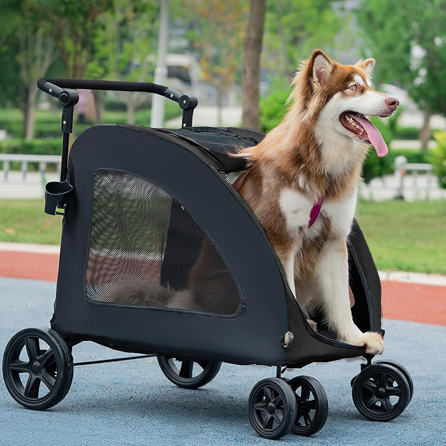 Poussette pour Chien - StrollyPet™ - Noir - Chien Trotteur