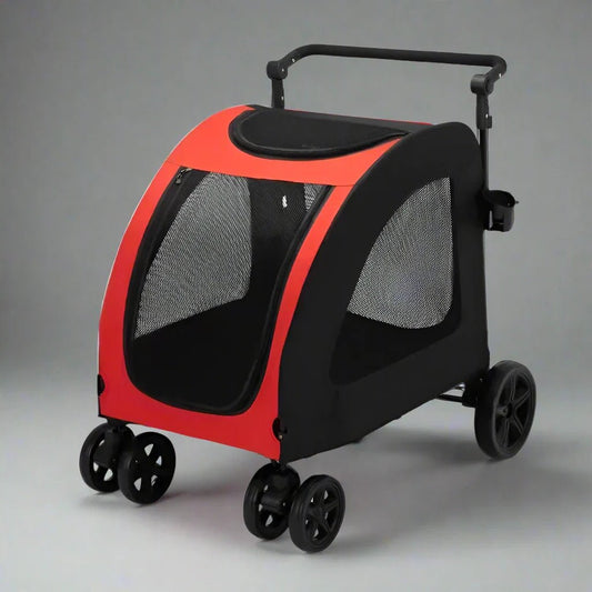 Poussette pour Chien - StrollyPet™ - Rouge - Chien Trotteur