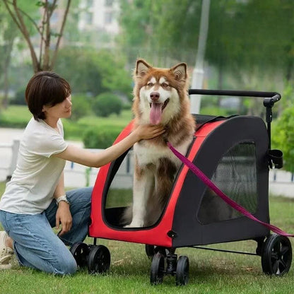 Poussette pour Chien - StrollyPet™ - Rouge - Chien Trotteur