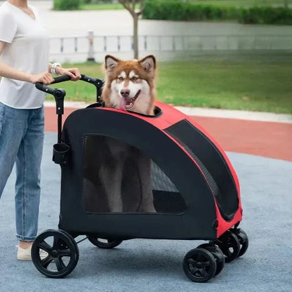 Poussette pour Chien - StrollyPet™ - Rouge - Chien Trotteur