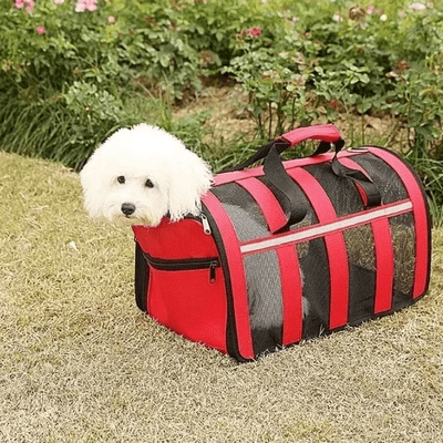 Sac de Transport Chien - MeshPetCarrier™ - Rouge - Chien Trotteur