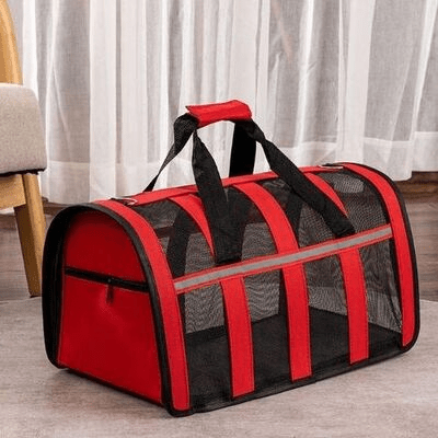 Sac de Transport Chien - MeshPetCarrier™ - Rouge - Chien Trotteur
