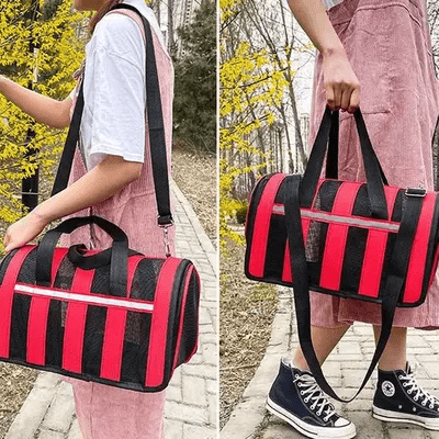 Sac de Transport Chien - MeshPetCarrier™ - Rouge - Chien Trotteur